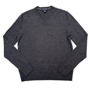 Banana Republic Men's Merino Wool V Neck Sweater Classic Academia Gray Size M